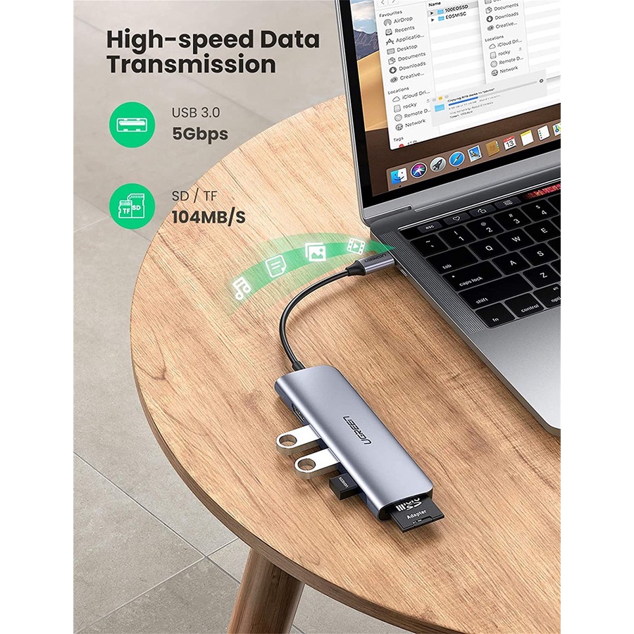 HUB bộ chuyển USB Type C sang HDMI/USB 3.0/SD/TF chính hãng Ugreen 70410