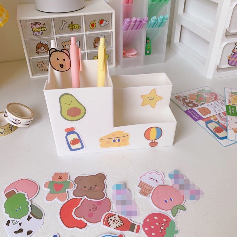 Set sticker decal dán sổ vở, đồ dùng 20 miếng hình hoa quả cute