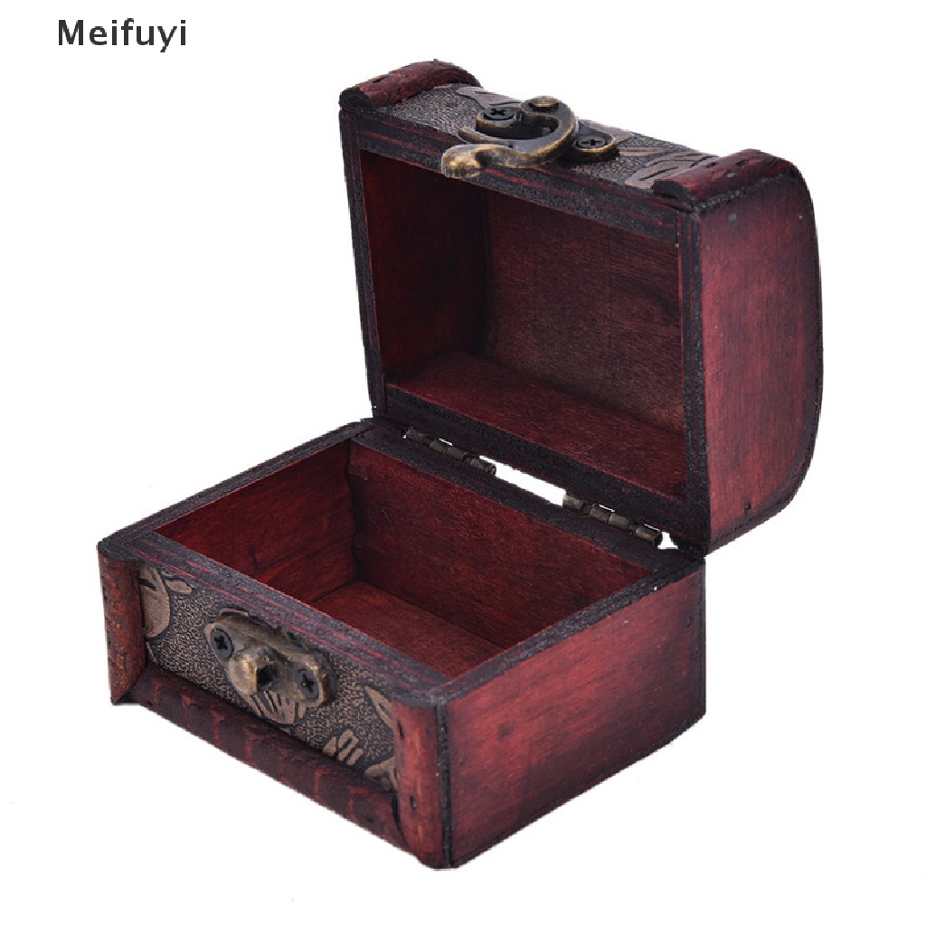 [Meifuyi] Hot Wooden Vintage Treasure Chest Wood Jewellery Storage Box Case Organiser Ring COD