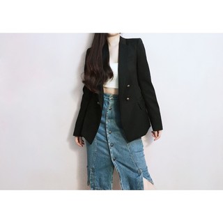 Khoác vest blazer đen 4 nút kim loại