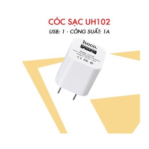 Củ Sạc HOCO UH102 Chính Hãng, Hỗ Trợ Sạc Nhanh, tương thích cho các dòng điện thoại Iphone SamSung Oppo/Max