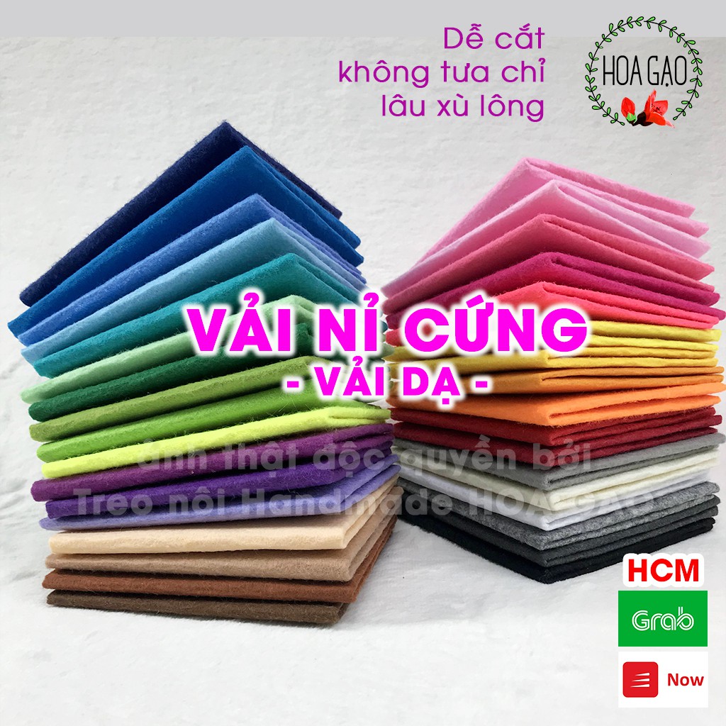 Vải dạ, vải nỉ cứng HOA GẠO GNC thủ công mỹ thuật, không bay màu giá rẻ freeship xtra