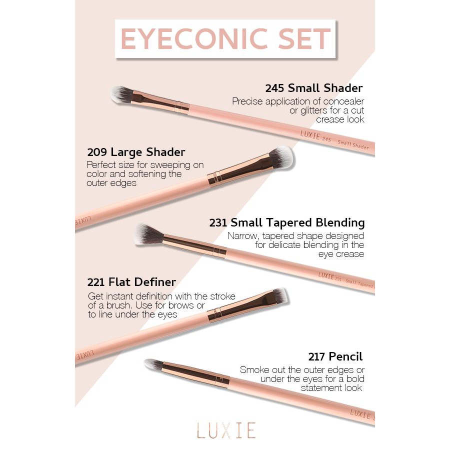 Bộ cọ trang điểm LUXIE Rose Gold Collection