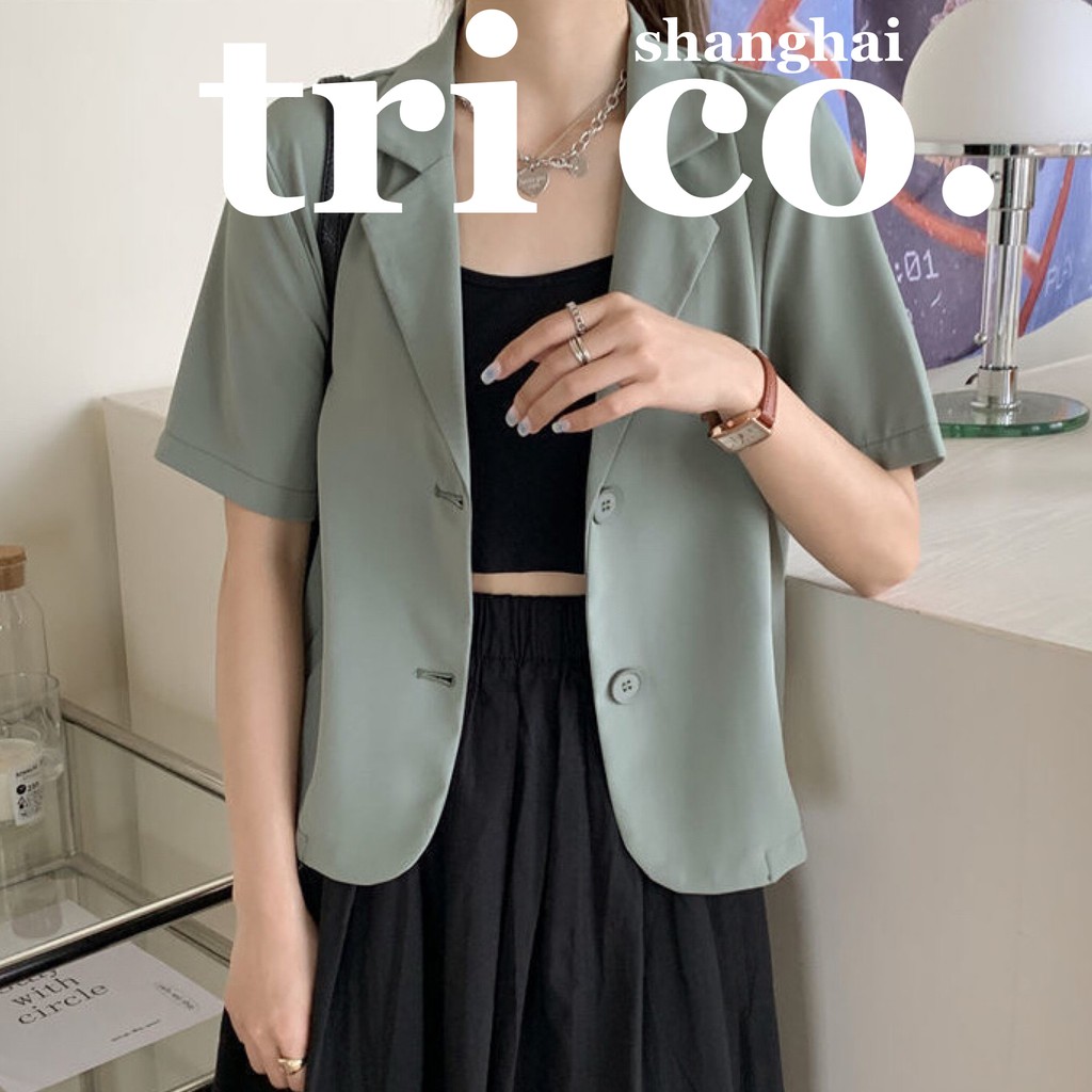 Áo khoác blazer croptop tay ngắn thời trang mùa hè dành cho nữ