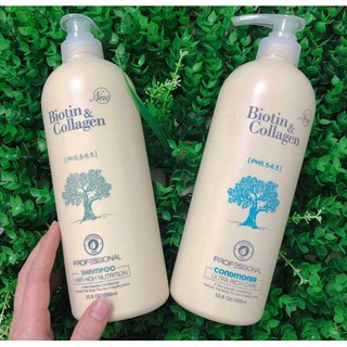 [Chính Hãng] Cặp Dầu Gội Xả BIOTIN Trắng - BIOTIN COLLAGEN Giảm Rụng Tóc Phục Hồi Khô Sơ Hư Tổn 1000ML