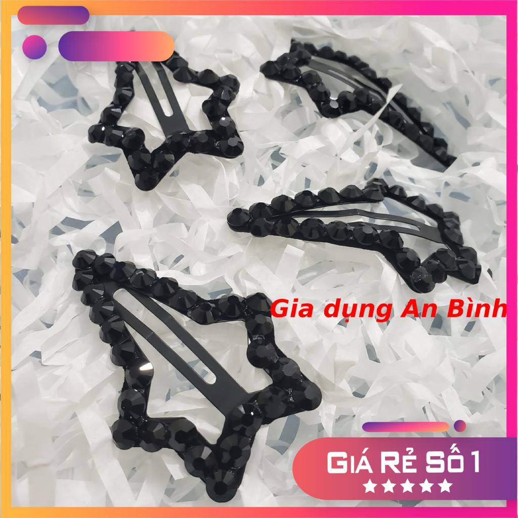 Cặp tóc ngôi sao màu đen đính đá lấp lánh