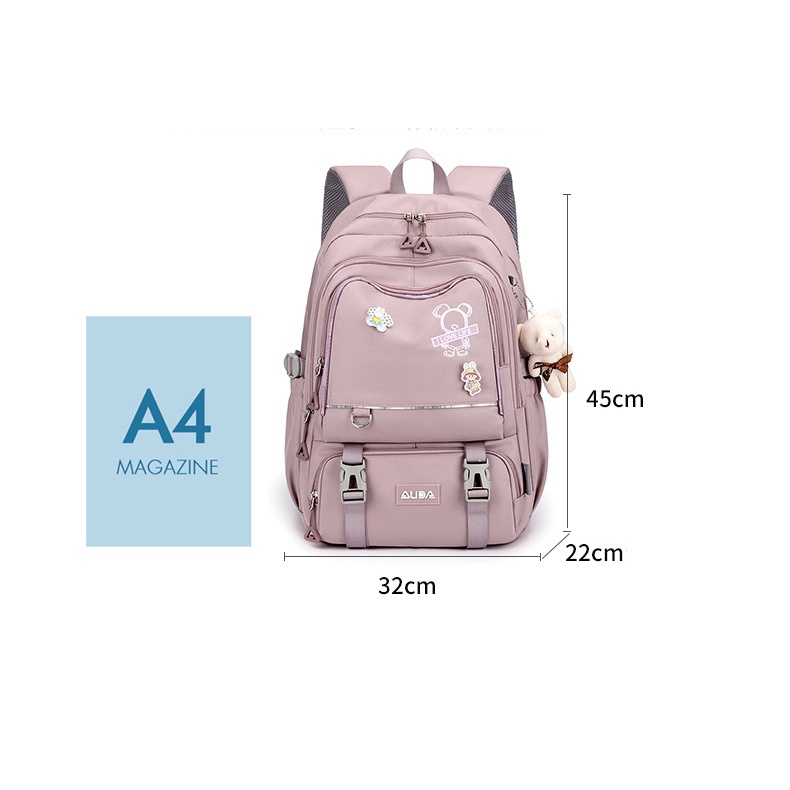 Balo đi học nam nữ màu pastel trơn basic đựng laptop 15.6inch vải cao cấp 9470
