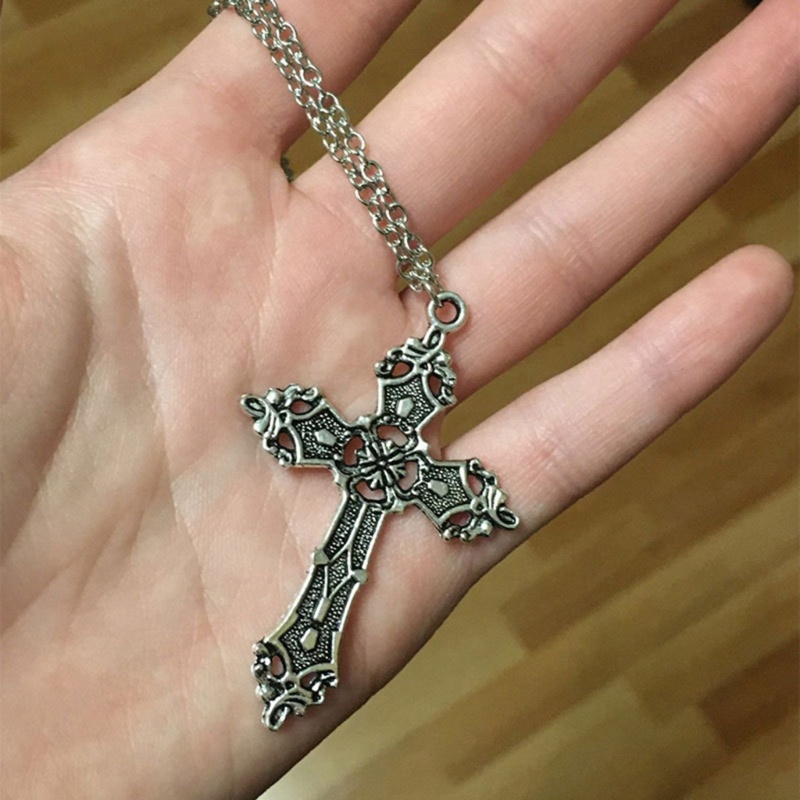 Vòng Cổ Choker Dây Xích Mặt Thánh Giá Phong Cách Gothic Punk Cổ Điển