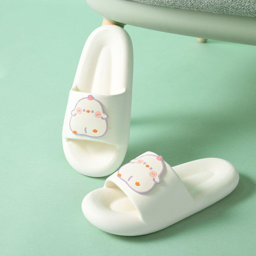 QQMALL Dép Đi Biển Đế Bằng Mềm Mại Họa Tiết Hoạt Hình Dễ Thương