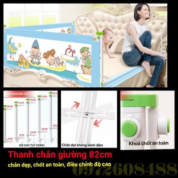 THANH CHẮN GIƯỜNG 1M8 CHO BÉ CHÂN DẸP ĐIỀU CHỈNH ĐỘ CAO