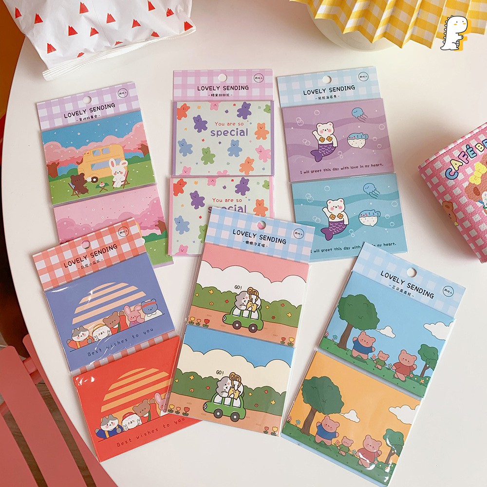 Set 2 thiệp chúc mừng giáng sinh, sinh nhật họa tiets đáng yêu lovely sending