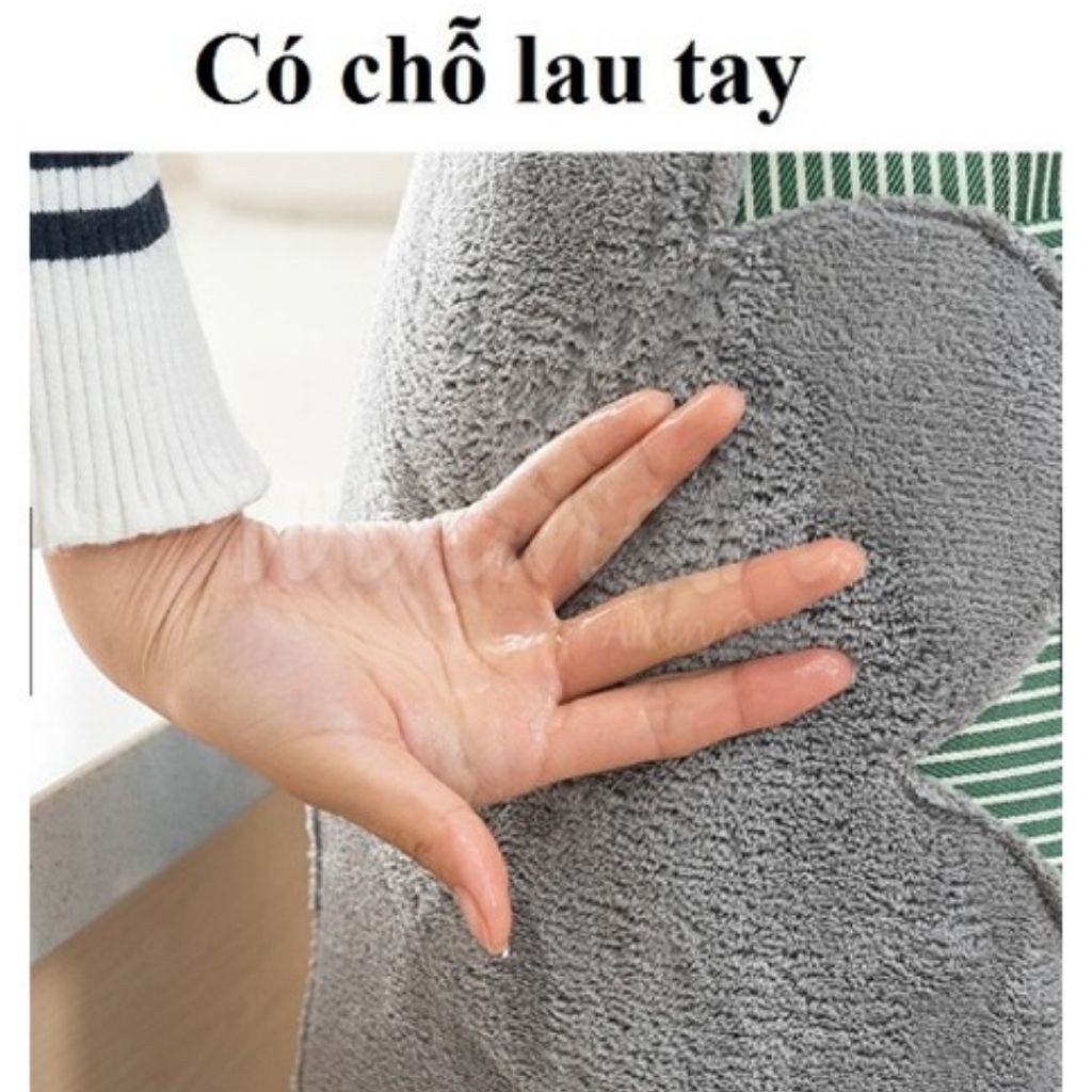 Tạp dề kẻ hoa có khăn lau tay bên hông, chống thấm nước cao cấp ( giao màu ngẫu nhiên )