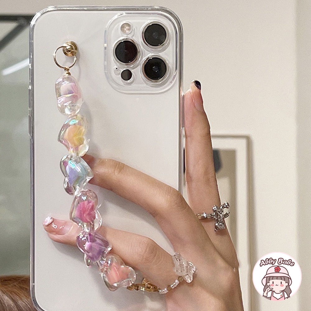 Ốp Điện Thoại TPU Mềm Mỏng Chống Sốc Có Vòng Tay Trái Tim Nhiều Màu Thời Trang Cho IP 13 12 11 Pro Max XR 8 7 Plus