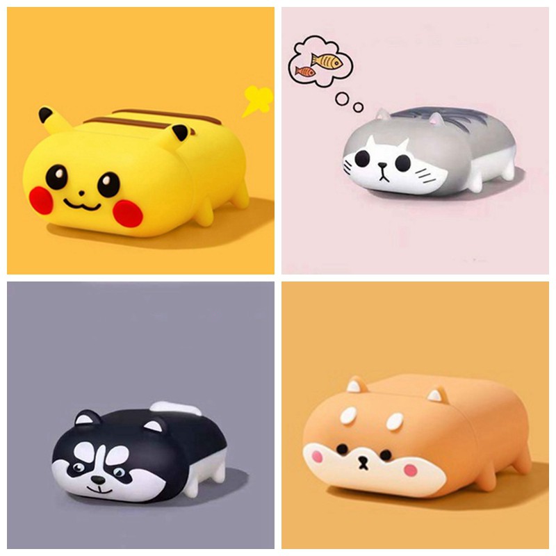 Vỏ bảo vệ hộp sạc tai nghe Airpods pro 2/1 hình động vật hoạt hình 3D xinh xắn