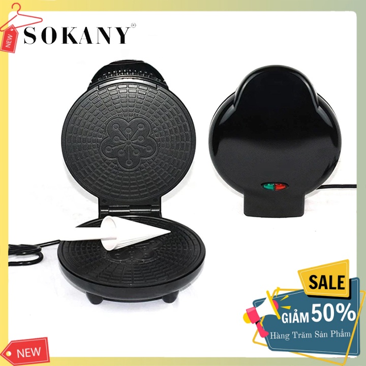 Máy làm bánh quế, vỏ bánh ốc quế gia đình Sokany