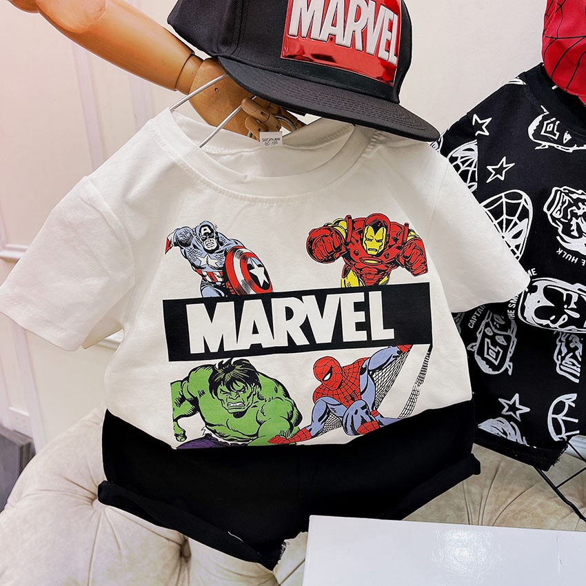Bộ Quần Áo Cộc Tay In Siêu Nhân MARVEL Vải Coton Tàu Loại 1 Cho Bé Từ 7-19kg Mã CT12