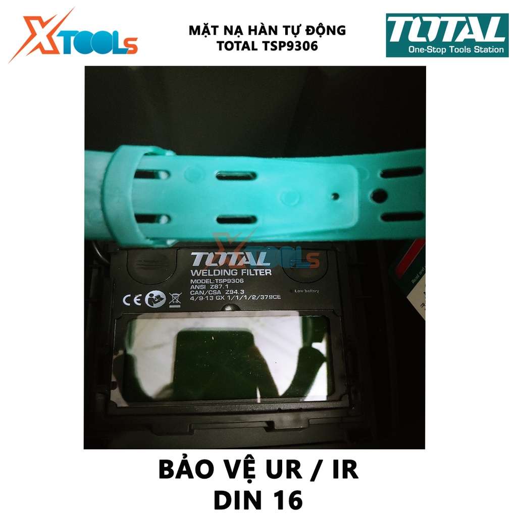 Mặt nạ hàn điện tử TOTAL TSP9306 mặt nạ hàn tự động Vùng quan sát 92 × 42mm, Kích thước hộp mực 110 × 90 × 9mm [XTOOLs]