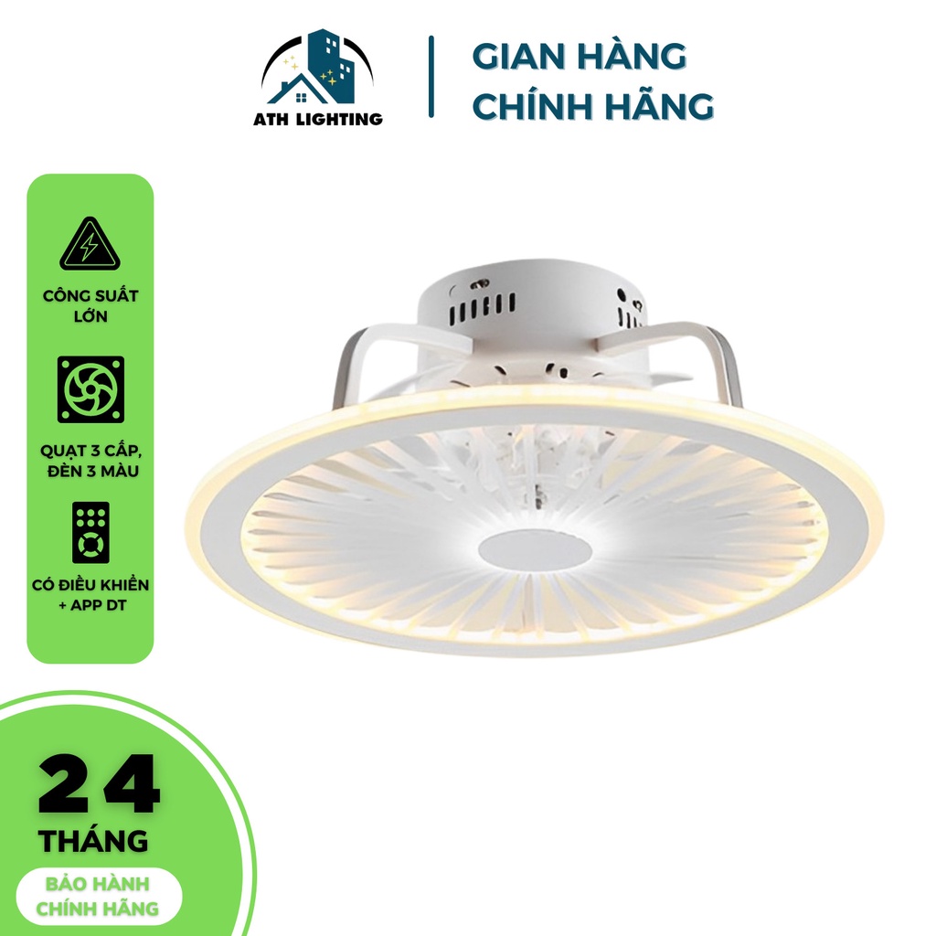 Quạt Đèn Trần Phòng Khách ATH LIGHTING 3 Cấp Độ Gió, 3 Chế Độ Sáng Điều Khiển Từ Xa Kèm APP Điện Thoại