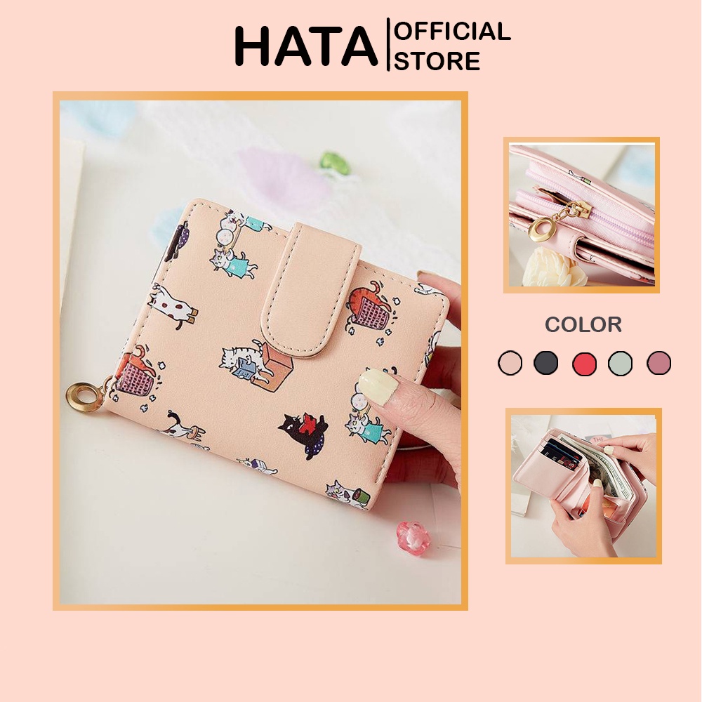 Ví Ngắn Nữ Cầm Tay Những Chú Mèo May mắn tài lộc CATTY 445 Siêu Dễ Thương - Hata24h