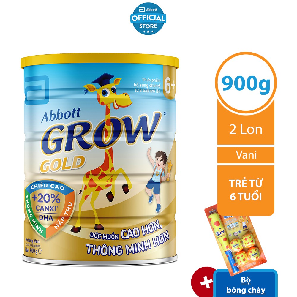 [Tặng Bộ bóng chày] Bộ 02 lon Sữa bột Abbott Grow Gold 6+ 900g/lon