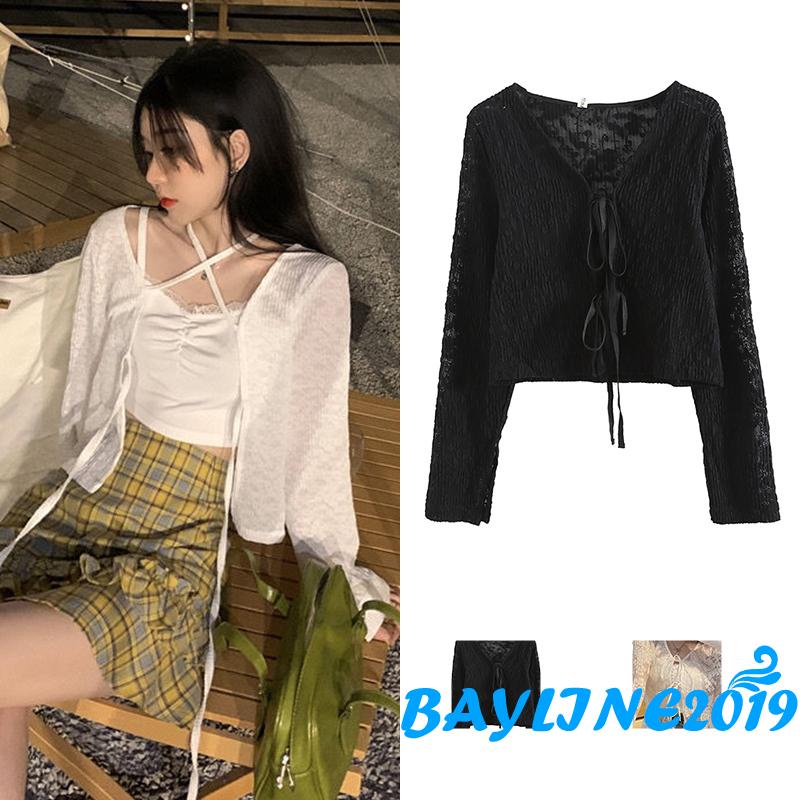 Áo Khoác Cardigan Cổ Chữ V Tay Dài Thêu Hoa Thời Trang Mùa Hè Cho Nữ