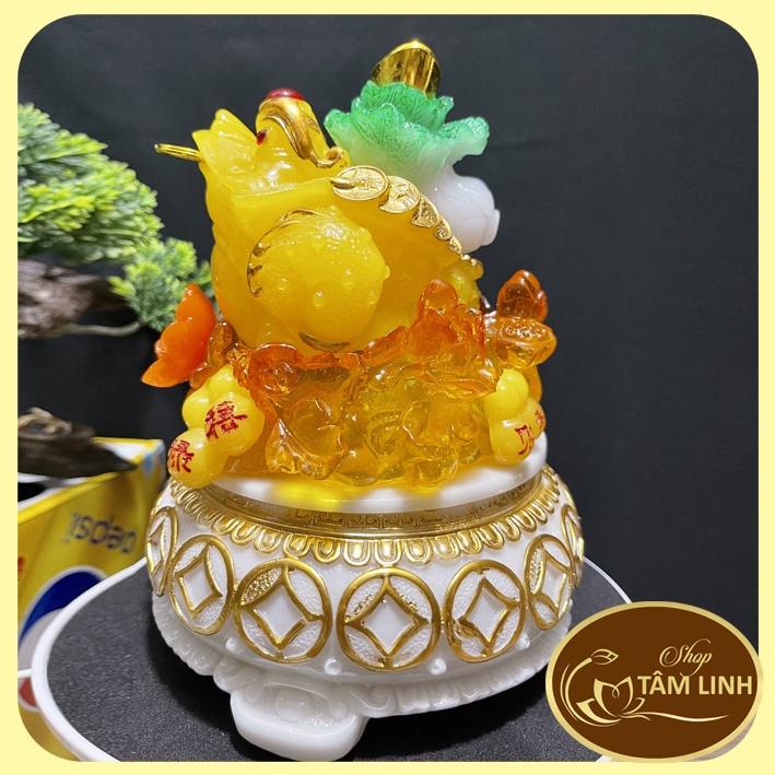 Cóc Ba Chân ngậm tiền cõng cải - Thiềm Thừ chiêu tài lộc có đế xoay nhiều màu