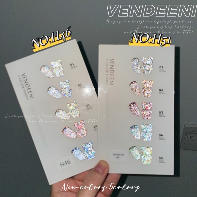 sơn gel nhũ flash siêu sáng set 5 màu vendeeni lên màu chuẩn đẹp