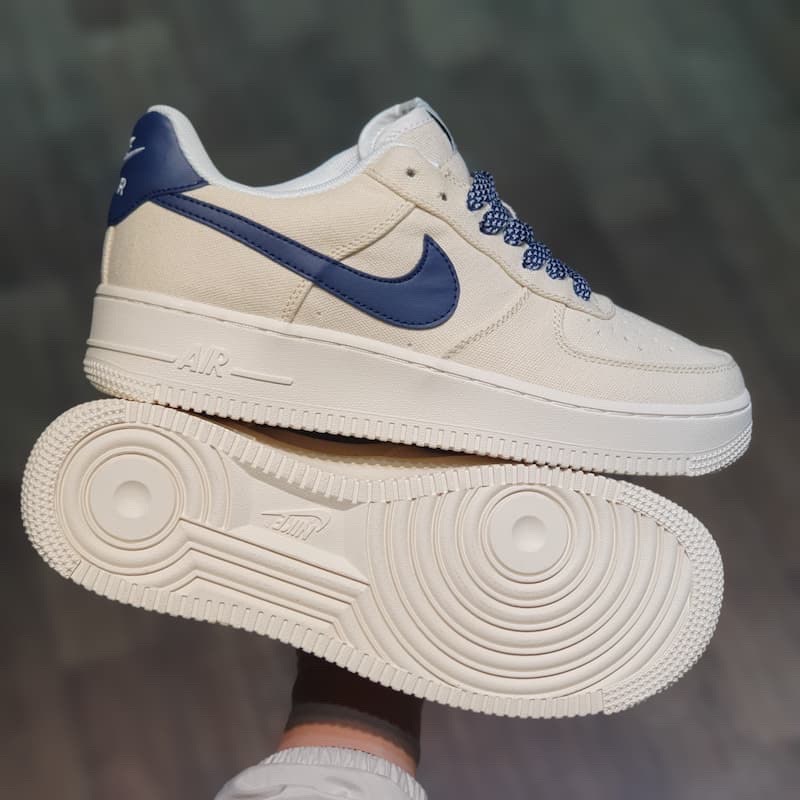 Giày thể thao air force 1 vạch xanh nam nữ, giày af1 vải canvas thời trang cao cấp full box
