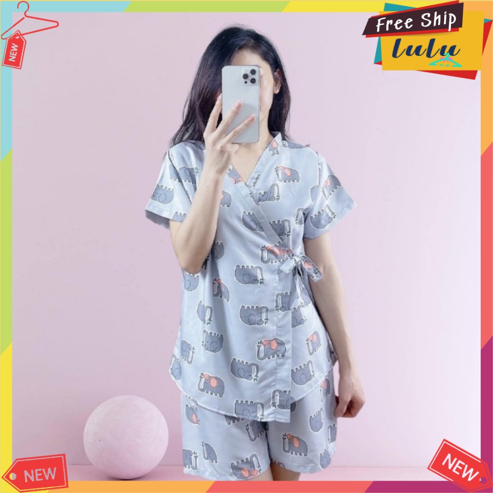 Bộ ngủ pyjama style kimono Nhật vải kate Thái loại 1 Lulu Shop