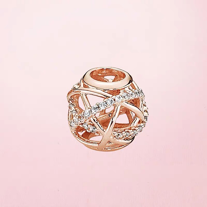 charm pan xỏ ngang galaxy vàng hồng đính đá bạc s925