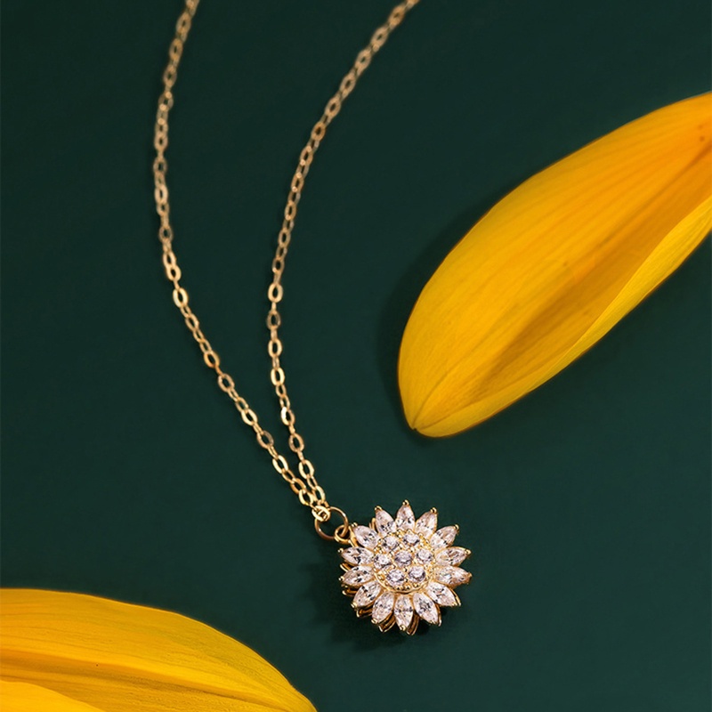 Vòng cổ Mặt Hoa Hướng Dương Đính Đá Zircon Sang Trọng