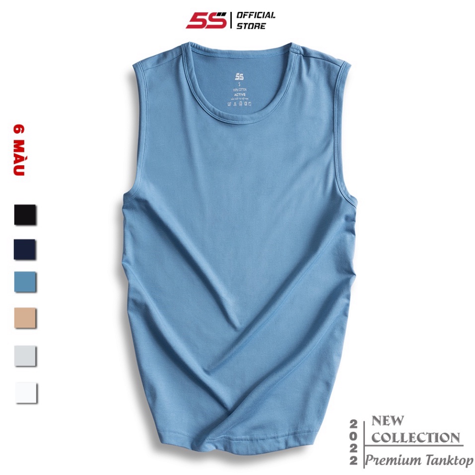 (Hàng Nhập) Áo Sát Nách Nam Cotton 5S (6 màu), Kiểu Dáng Thể Thao, Siêu Mát, Thấm Hút Mồ Hôi, Co Giãn Tốt (ATT22099) (ản