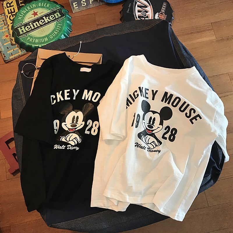 Áo Thun Nữ Tay Ngắn Dáng Rộng In Hình mickey Thời Trang