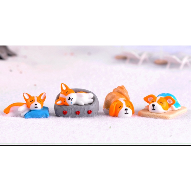 Mô Hình chú chó corgi đồ chơi nhập vai corgi trưng bày trang trí bể cá trang trí chậu cảnh