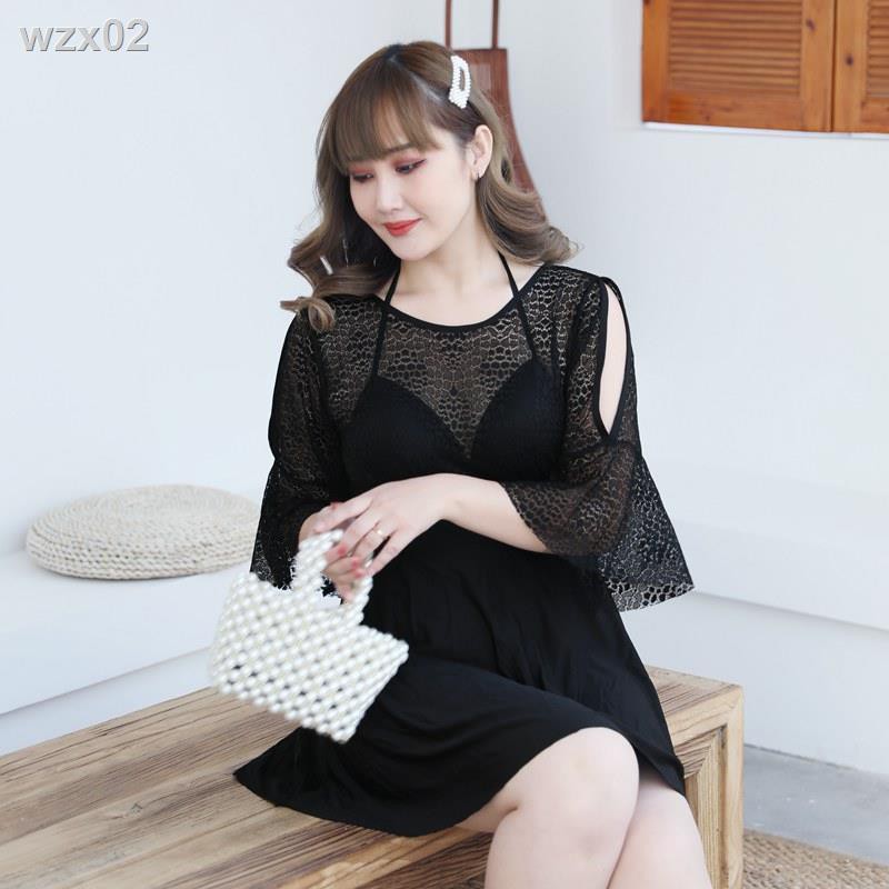 Áo tắm chị béo nữ rộng rãi viền ren một mảnh để che bụng váy bơi giảm | BigBuy360 - bigbuy360.vn