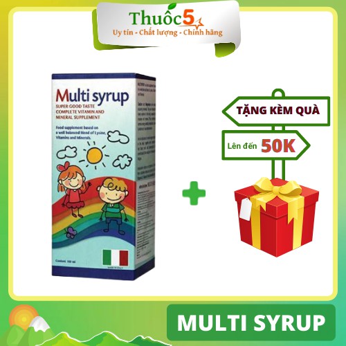 Siro Bổ Sung Vitamin Và Khoáng Chất Thiết Yếu Cho Bé Multi Syrup Hỗ Trợ Tăng Cường Đề Kháng Lọ 100ml