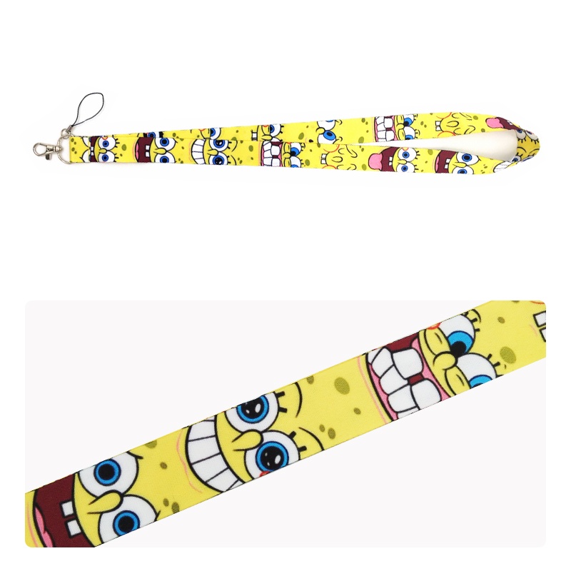 Móc Khóa Đựng Thẻ ID/Thẻ Tên Họa Tiết Hoạt Hình SpongeBob 3D Vui Nhộn Kèm Dây Đeo Cổ Cho Học Sinh / Văn Phòng
