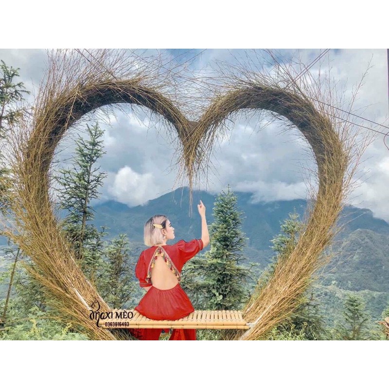 Đầm maxi đũi lụa thổ cẩm phối viền tay bồng hở lưng vintage, Váy tiệc xoè xịn retro du lịch chụp ảnh đẹp 3 MÀU HÌNH THẬT | BigBuy360 - bigbuy360.vn