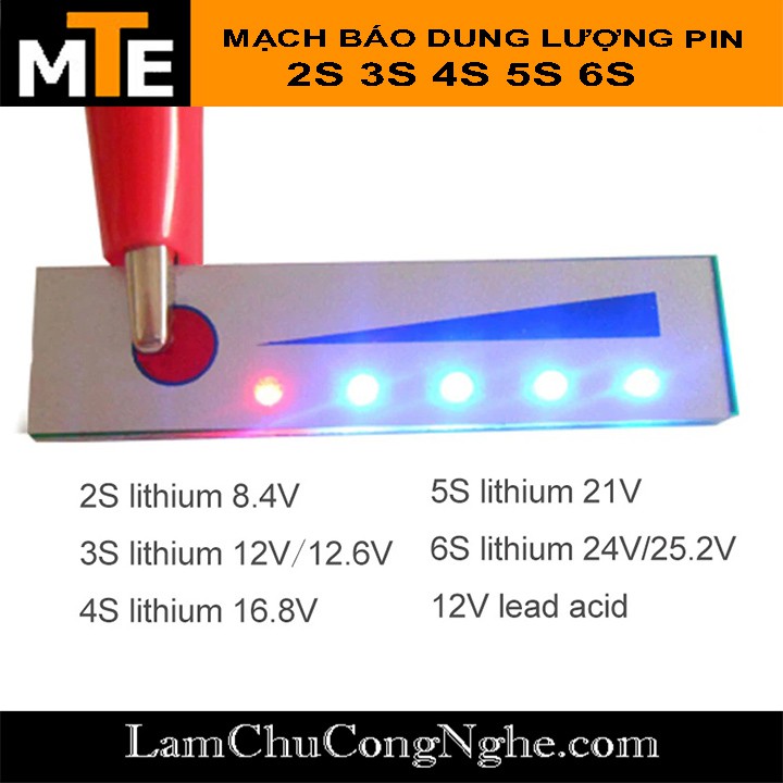 Mạch báo dung lượng pin 18650 2S, 3S, 4S, 5S, 6S