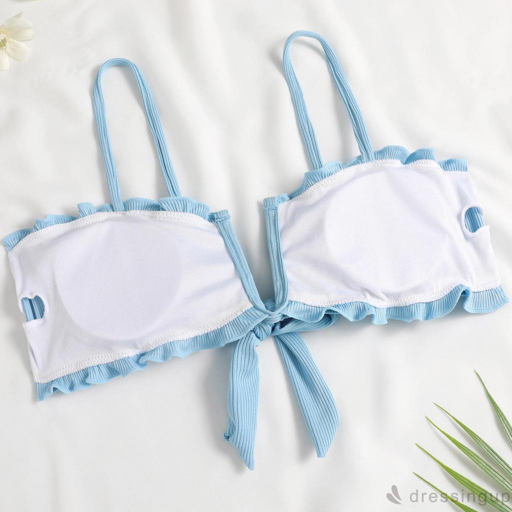 Bộ Đồ Bơi Liền Thân Cổ Chữ V Không Tay Phối Bèo Quyến Rũ Dành Cho Nữ