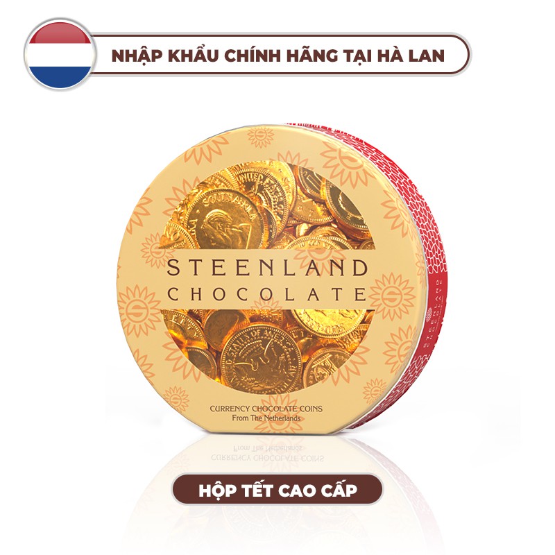 Hộp kẹo sô cô la đồng xu Steenland 180g Hà Lan quà tết cao cấp 2022