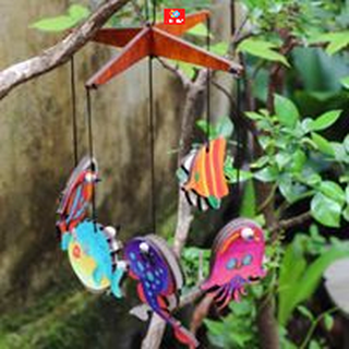 Đồ chơi tô màu gỗ sinh vật biển tặng kèm khung treo cho bé tô màu sáng tạo