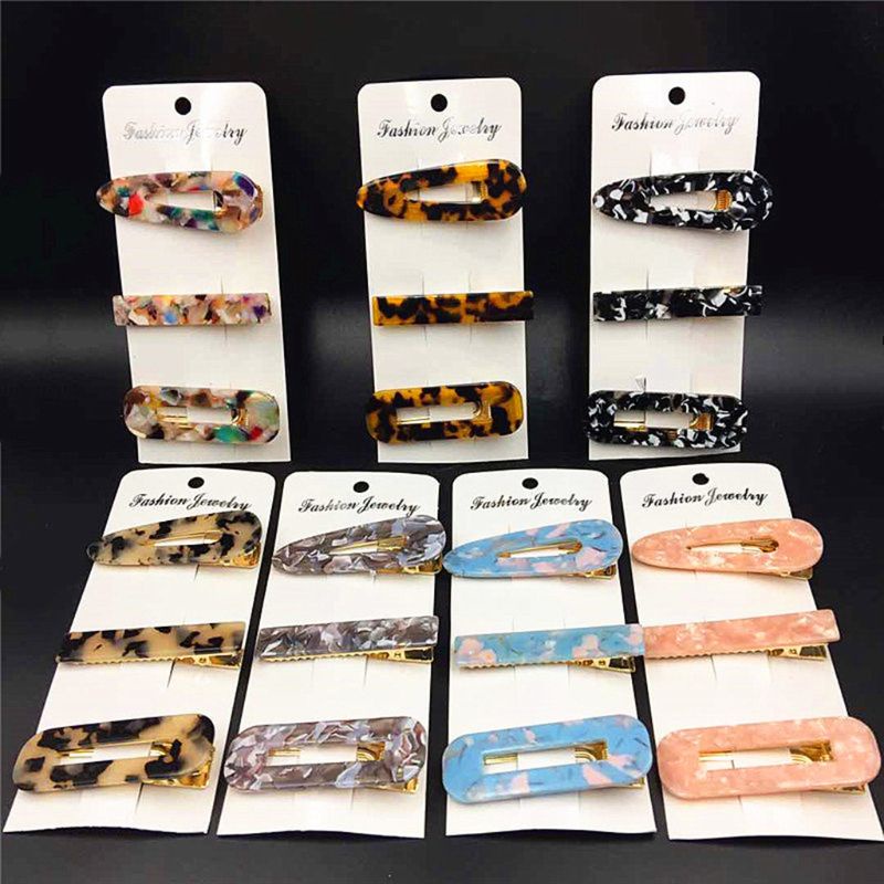 Set 3 Kẹp Tóc Nhựa Acrylic Dễ Thương Cho Nữ