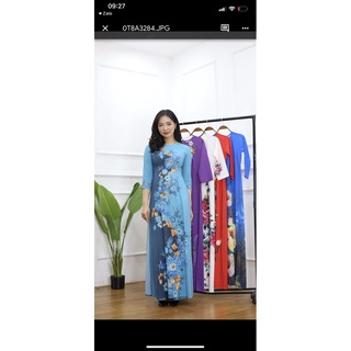 Áo dài may sẵn cô 3 xanh ngọc