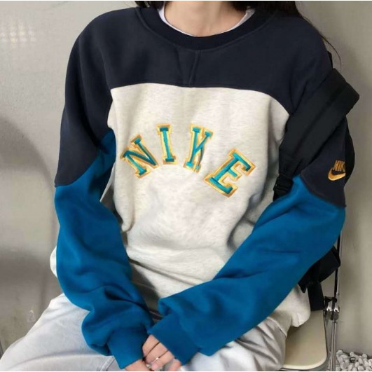 Áo Nỉ Dài Tay Form Rộng Phối Màu Thêu Chữ Thời Trang Thu Đông 2020 | BigBuy360 - bigbuy360.vn