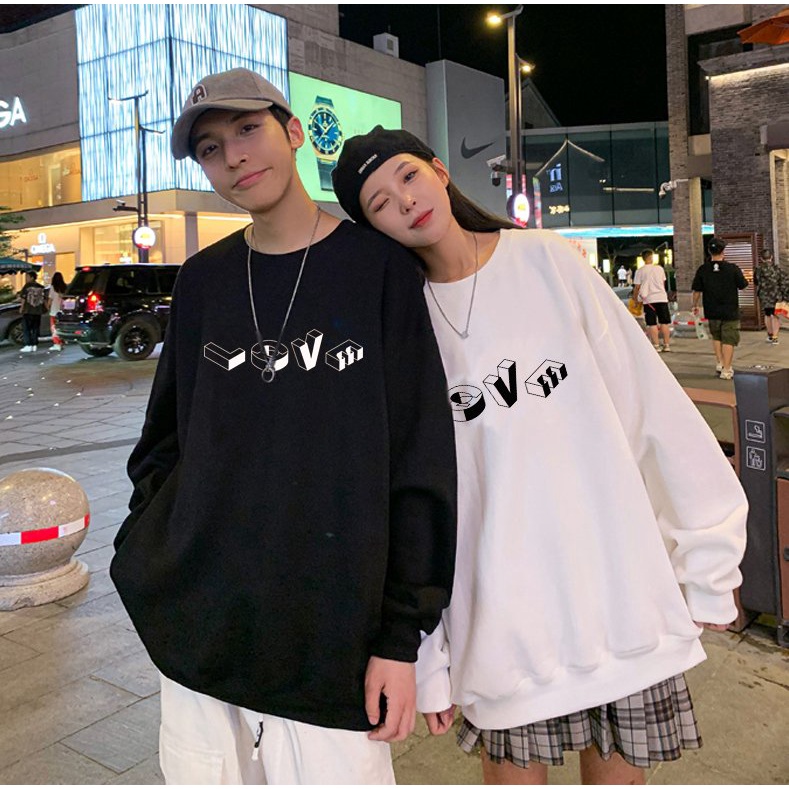 Áo sweater nữ, áo hoodie nữ phom rộng Unisex chữ LOVE chất đẹp không bai xù | BigBuy360 - bigbuy360.vn