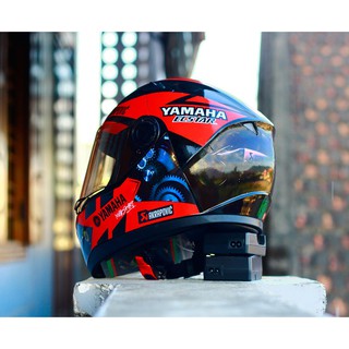 Nón bảo hiểm fullface Agu lên tem Yamaha đỏ