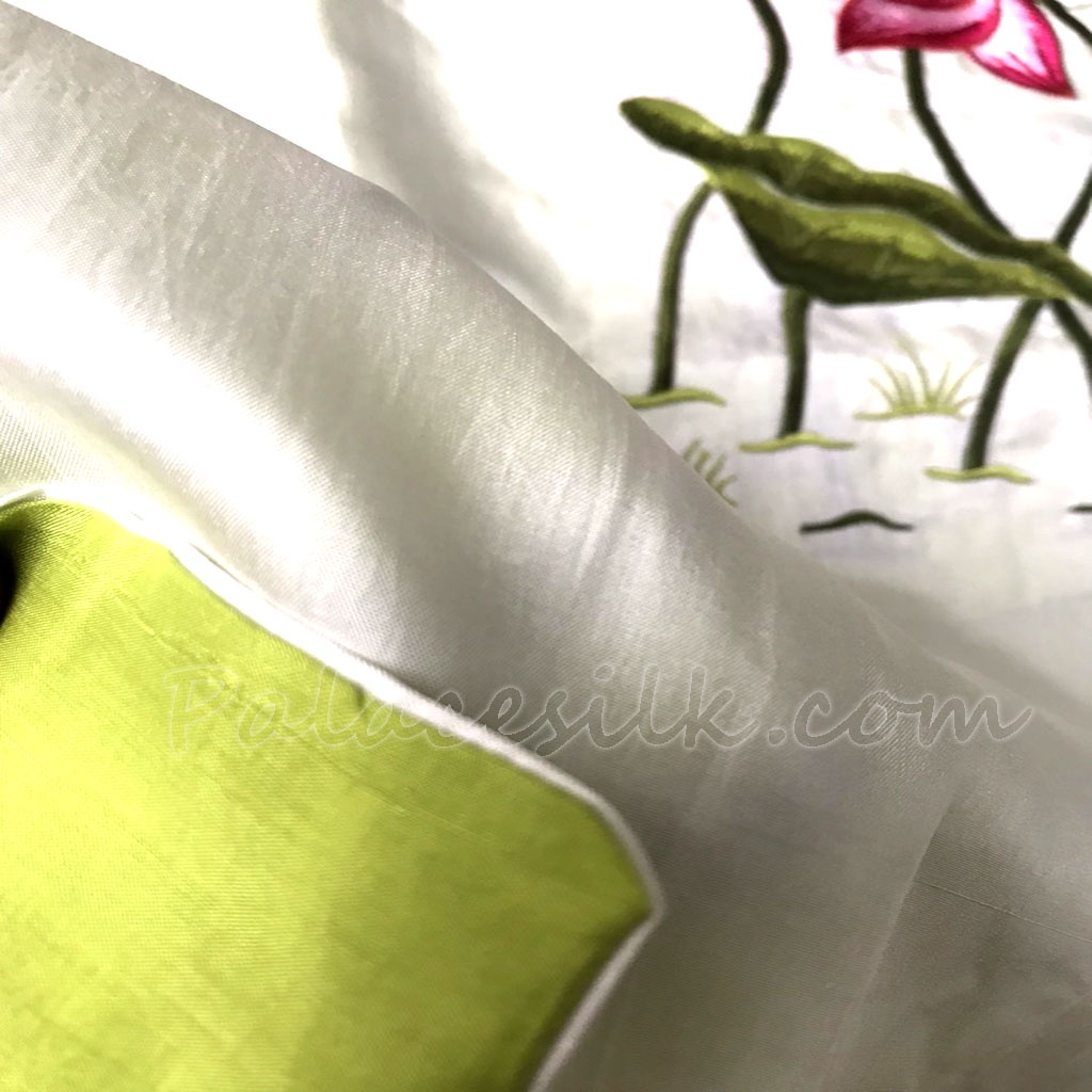 Khăn lụa tơ tằm 2 lớp thêu tay, 100% silk, kích thước 180cm x 70cm