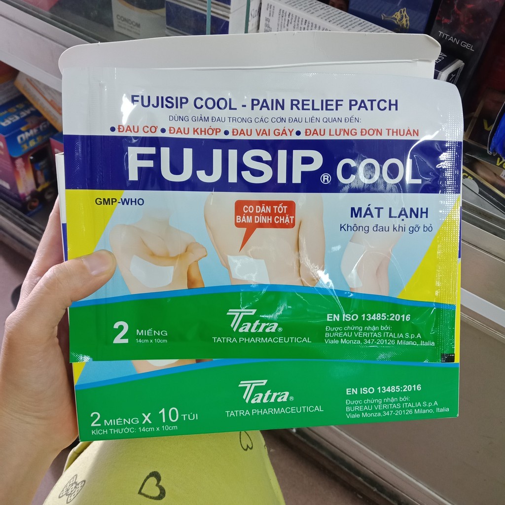 Cao dán giảm đau FUJISIP cool hộp 10 gói x 2 miếng mát lạnh