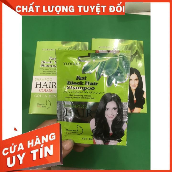 [TẬN GỐC ]  gội nhuộm là đen  YLOFANG  oliu  hộp 10 gói hàng thái lan, tiện lợi dễ sử dụng  sử dụng cho salon và tai nha